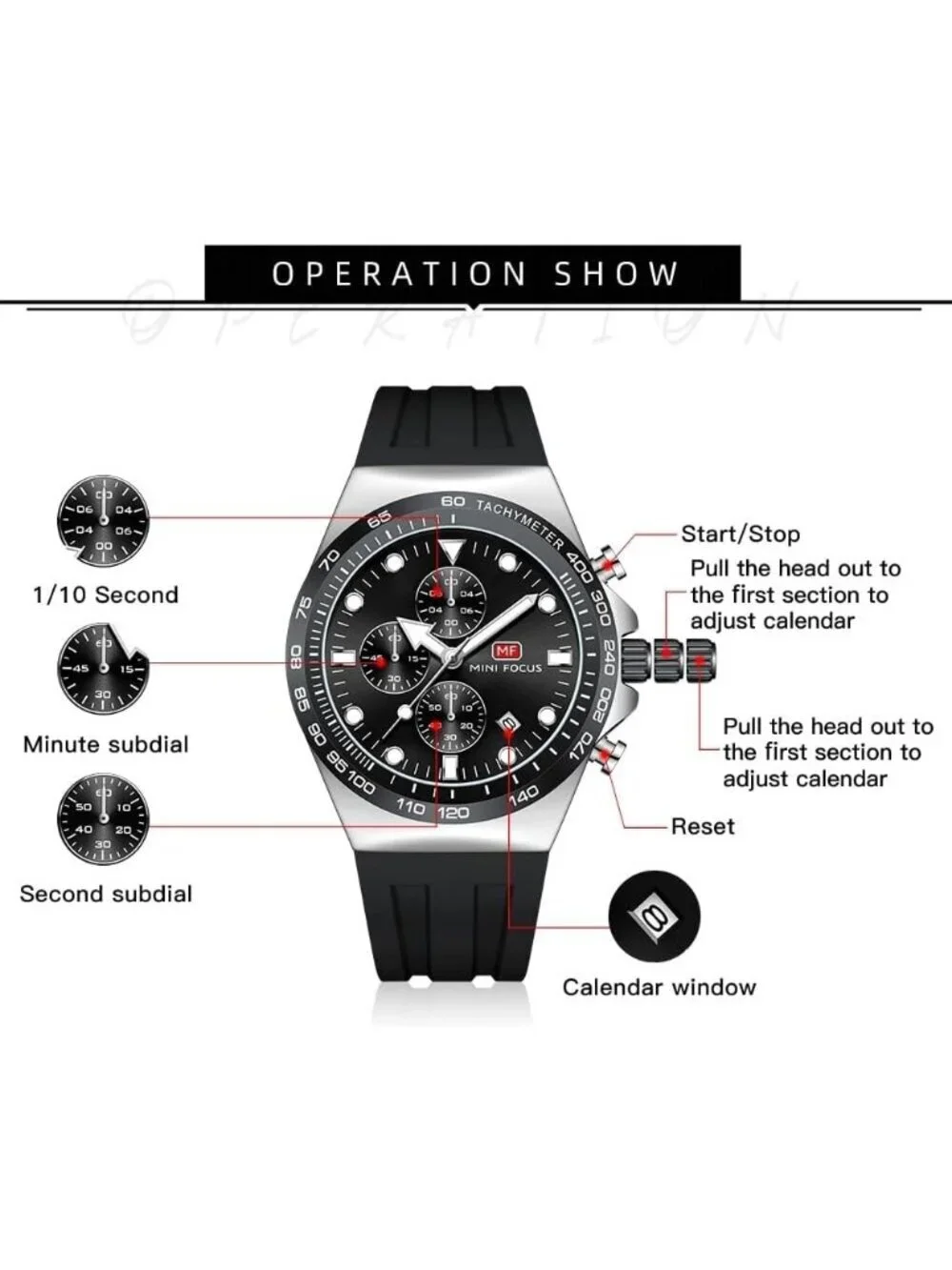 Men's Black And Silver Analog Quartz Waterproof Chronograph Stylish Casual Watch